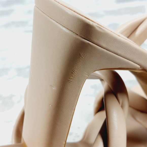 New Open Edit Remmy Twisted Strap Beige Square Toe Heeled Sandals W303 - Picture 13 of 16